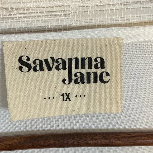 Savanna Jane V-Neck Blouse with Floral Embroidery - White and Pink Plus 1X - Picture 9 of 14